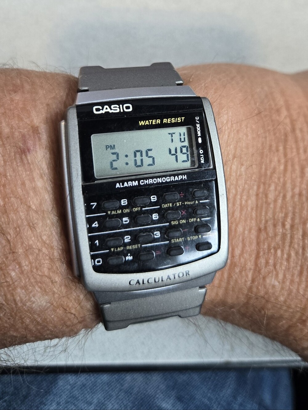 Vintage Casio 3208 CA-56 Calculator Watch Digital Alarm Chronograph Silver Tone